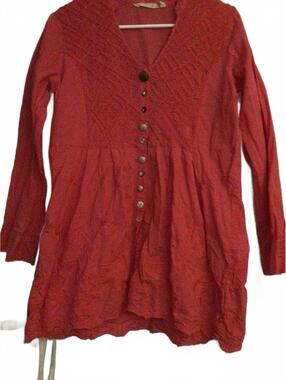Soft Surroundings Boho Button Down Embroidered Blouse Size XS